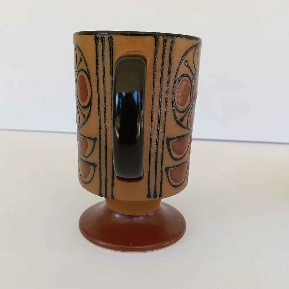 Vintage 70s Jonas Roberts Japan Stoneware Footed Mug